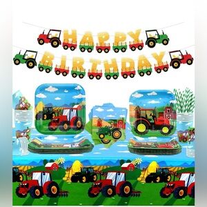 Tractor Birthday Party Supplies Tableware Serves 20 Guests Brand New